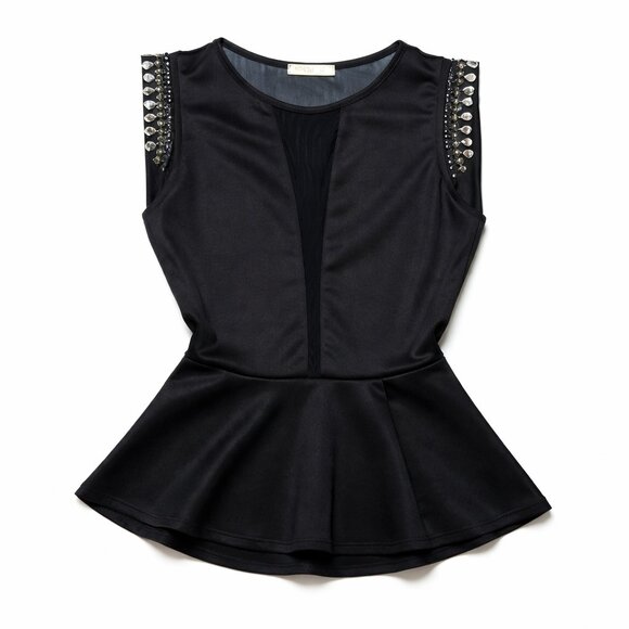 Arden B Beaded Top Medium Y2K Going Out Sleeveless Sheer Back Glam - Picture 2 of 6